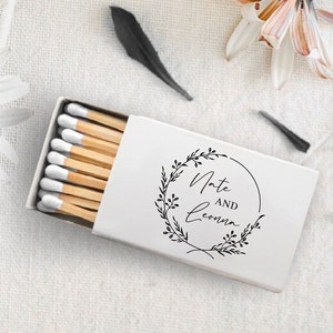 Scatola di fiammiferi personalizzata per matrimonio, regali personalizzati per scatole di fiammiferi per matrimonio, bomboniere personalizzate per matrimonio con testa di fiammifero bianca, scatola di fiammiferi personalizzata per matrimonio (68)