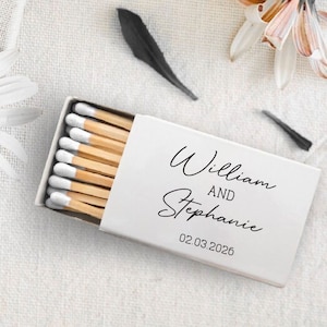 Cajas de cerillas para bodas, regalos personalizados para bodas, cajas de cerillas para bodas personalizadas como regalo, regalo de bodas personalizado con cabeza de cerilla blanca (90)