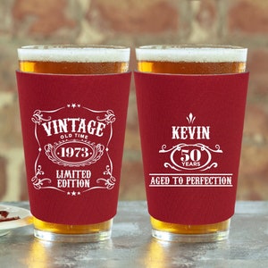 Personalized Glass Pint Sleeves for Birthdays, Custom Birthday Favor, Custom Birthday Pint Glass Sleeves, Custom Birthday Drink Sleeve (9)