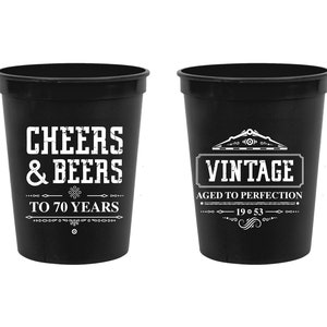 70th Birthday Favors, Personalized 70th Birthday Stadium Cups, Custom 70th Birthday Plastic Cup Favors, Personalized Stadium Cup Favor (162)