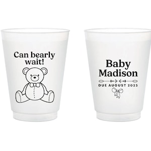 Personalized Baby Shower Plastic Cups, Custom Teddy Bear Baby Shower Frosted Cup Favors, Frosted Cup Baby Shower Favor, Plastic Cups (151)