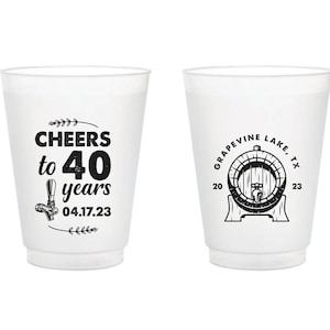 40th Birthday Party Frosted Cup Favors, 40th Birthday Plastic Cups, Custom Birthday Frosted Cup, Personalized Plastic Cup for Birthday (166)