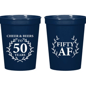 50th Birthday Stadium Cups, 50th Birthday Stadium Cup Favors, Custom 50th Birthday Plastic Cup, Personalized 50th Birthday Plastic Cup (165)