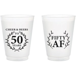 50th Birthday Frosted Cups, 50th Birthday Frosted Cup Favors, Custom 50th Birthday Plastic Cup, Personalized 50th Birthday Plastic Cup (165)