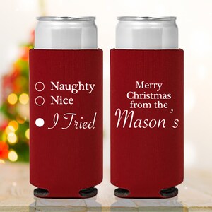 Personalized Favor Slim Christmas Cooler, Custom Slim Can Coolers, Slim Christmas Can Cooler, Christmas Slim Cooler Favors, Thin Cooler (29)