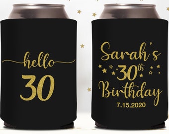 30th Birthday Can Coolers, Custom Birthday Can Coolers, Birthday Party Favors, Party favors, Custom Birthday Can Coolers, Can Coolies (cu)