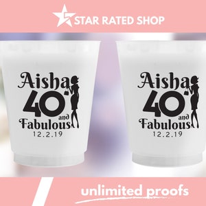 BIRTHDAY FROSTED CUPS, Birthday frosted cups favors, Custom Birthday Cups, Frosted Cups, Personalized Frosted Cups, 40th Birthday Cups (ah)