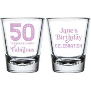 50th Birthday Shot Glasses, Custom Birthday Shot Glasses, Personalized Birthday Shot Glasses, 50th Birthday Shot Glasses as Favors (159)
