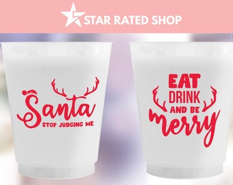 Custom Frosted Cups, Chritsmas Cups, Frosted Cups, Plastic Cups, Christmas Party Cups, Frosted Plastic Cups, Plastic Frosted Cups (n)