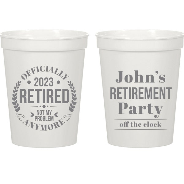 Retirement Party Stadium Cups, Retirement Party Plastic Cups, Retirement Party Stadium Cup Favors, Retirement Party Custom Plastic Cup (167)