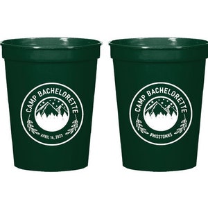 Bomboniere per tazze da stadio per addio al nubilato in campeggio, Bicchieri di plastica personalizzati per addio al nubilato in campeggio, Bomboniere per tazze da stadio per addio al nubilato, Bomboniere per tazze di plastica (204)