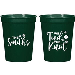 We Tied The Knot Stadium Cups, Custom Wedding Stadium Cup Favors, Personalized Plastic Cups for Weddings, Customized Stadium Cup Favor (200)