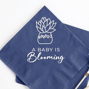 A Baby Is Blooming Napkins, Baby Shower Napkins, Custom Baby Shower Napkin Favors, Personalized Baby Shower Napkin, Custom Paper Napkin (71)
