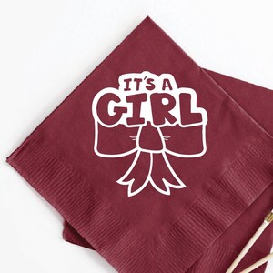 Custom It&#39;s A Girl Beverage Napkins, Custom Baby Shower Napkins, Custom Gender Reveal Napkins, Personalized Baby Shower Napkin Favors (85)