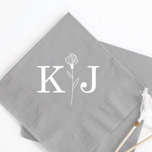 Initial Custom Napkins for Wedding, Customized Wedding Cocktail Napkins as Favors, 2ply Personalized Beverage Initial Wedding Napkins (203)