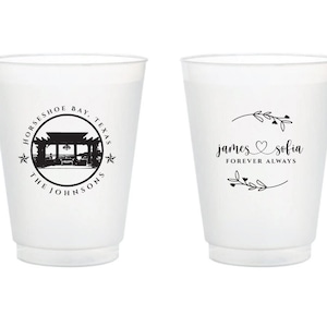 Custom Wedding Venue Plastic Cups, Custom Wedding Frosted Cups, Personalized Wedding Rehearsal Frosted Cups Favors, Custom Plastic Cup (128)