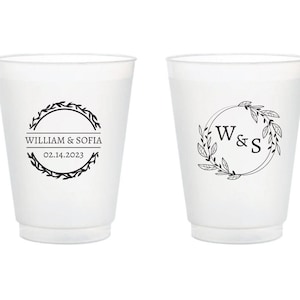 Personalized Wedding Initials Frosted Cups, Personalized Wedding Plastic Cups Favors, Custom Frosted Cups Favors, Wedding Frosted Cups (126)