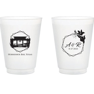 Wedding Venue Illustration Frosted Cup Favors, Wedding Venue Sketch Frosted Cup Favors, Custom Frosted Cups, Personalized Plastic Cups (133)