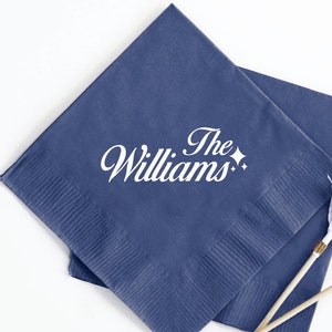 Serviettes de table nom de famille personnalisées, serviettes de table de mariage personnalisées, serviettes de table de mariage pour invités, serviettes de table cocktail personnalisées (130)