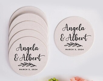 Wedding Drink Coaster, Custom Wedding Coasters, Wedding Reception Coaster Favors, Wedding Favor Coasters, Personalized Wedding Coasters (ci)