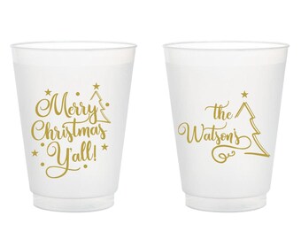 Merry Christmas Plastic Cups, Christmas Frosted Cups, Personalized Frosted Cups for Christmas, Customized Frosted Cups as Party Favors (63)