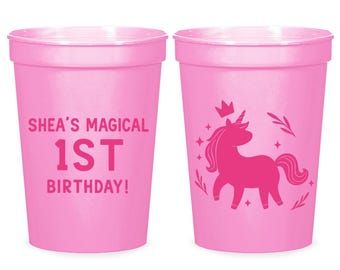 Magical First Birthday Stadium Cups, Personalized 1st Birthday Stadium Cup Favors, Customized Stadium Cups, Birthday Stadium Cup Favor (326)