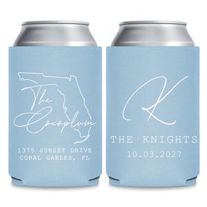 Custom State Wedding Can Coolers, Texas Wedding Can Coolers, Personalized Texas Can Cooler Favors, Wedding Stubby Holder, Custom Favor (331)