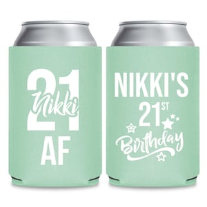 Personalized 21st Birthday Can Coolers, 21st Birthday Party Favors, Custom 21st Birthday Can Coolers, 21st Birthday Can Coolers (bt)