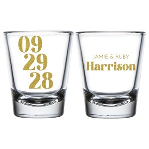 Wedding Reception Shot Glasses, Wedding Rehearsal Shot Glasses, Personalized Wedding Shot Glass Favor, Personalized Wedding Shot Glass (305)