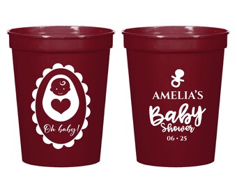 Oh Baby Stadium Cups, Custom Baby Shower Stadium Cup Favor, Custom Baby Shower Plastic Cup, Personalized Baby Shower Plastic Cup Favor (130)