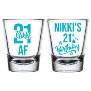 Personalized 21st Birthday Shot Glass, 21st Birthday Party Favors, Custom 21st Birthday Shot Glasses, 21st Birthday Shot Glass (bt)