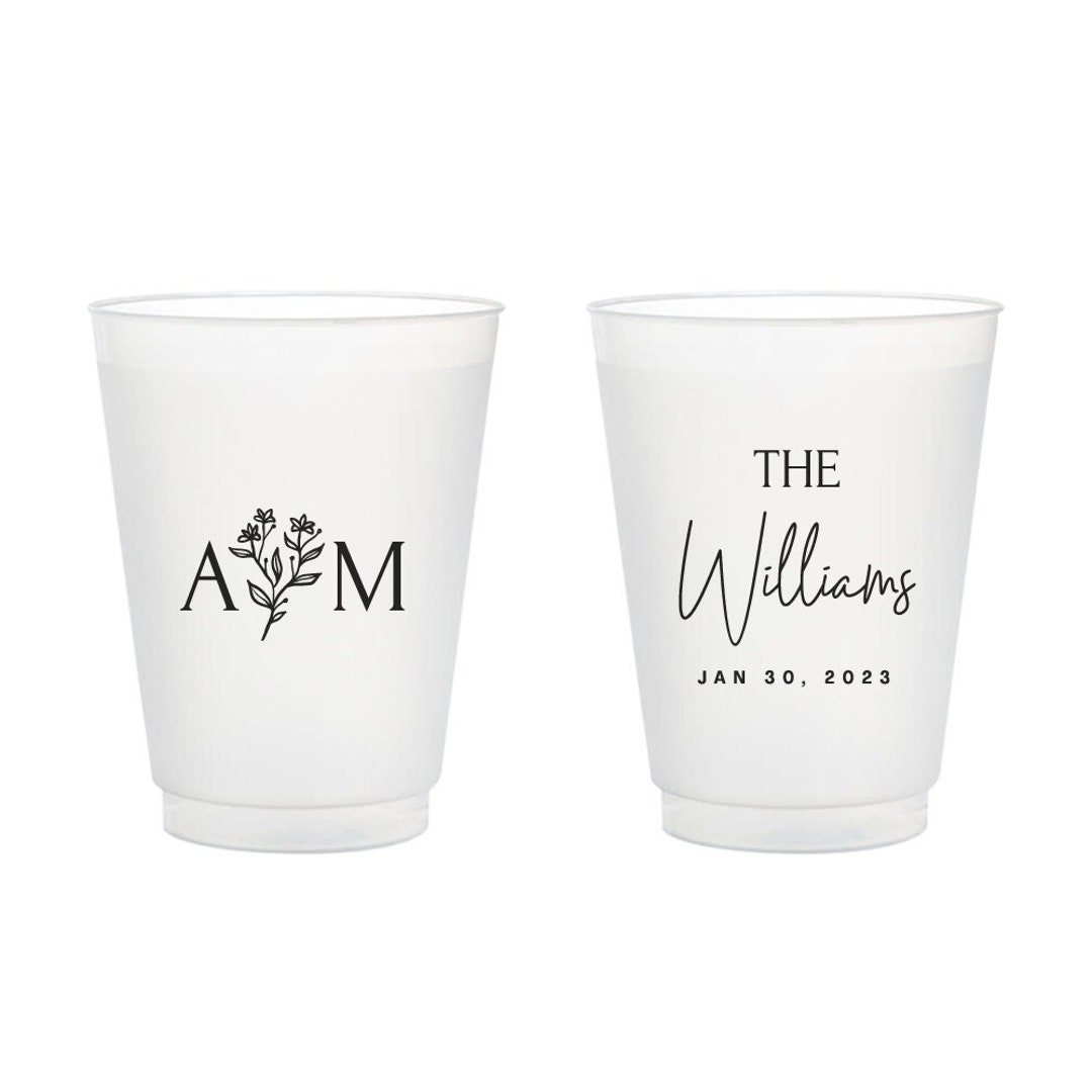 Frosted Cups, Wedding Frosted Cups, Custom Wedding Frosted Cups