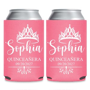 Quinceañera Party Beer Hugger, Quinceañera Can Coolers, Custom Quinceañera Can Cooler Favor, Personalized Quinceañera Can Cooler Favor (273)