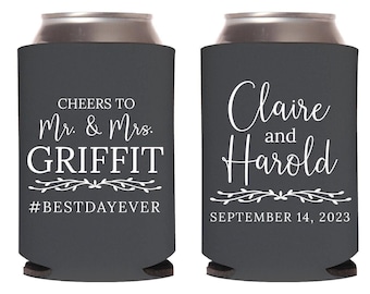 Personalized Wedding Beer Hugger, Can Coolers Favors, Custom Wedding Can Coolers, Can Cooler for Party, Custom Can Cooler as Favors (258)