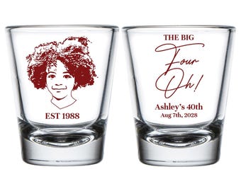40th Birthday Shot Glasses, Custom 40th Birthday Shot Glass Favors, Four Oh Shot Glass Birthday Favor, Custom 40th Birthday Shot Glass (290)
