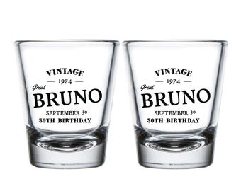 50th Birthday Shot Glass, Custom Vintage Shot Glasses for 50th Birthday, Personalized 50th Birthday Shot Glass, 50th Shot Glass Favors (297)