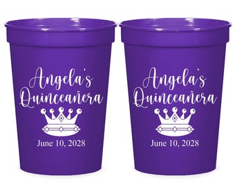 Quinceañera Stadium Cups, Custom Quinceañera Stadium Cup Favors, Quinceañera Party Plastic Cups, Personalized Quinceañera Stadium Cups (272)