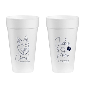 Bicchieri di schiuma da 20 once per matrimonio con animali domestici personalizzati, bicchieri di schiuma con illustrazione di animali domestici, bomboniere per matrimonio con disegno di animali domestici personalizzati da 20 once, bicchieri personalizzati (79)