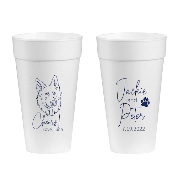 Custom Pet Wedding 20oz Foam Cups, Pet Illustration Foam Cups, Personalized  Pet Drawing 20oz Foam Cup Wedding Favors, Personalized Cups 79 