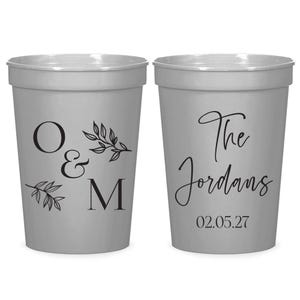 Custom Initials Wedding Stadium Cups, 16oz Stadium Cups Wedding Favors, 16oz Stadium Cups Wedding Gift, Custom Plastic Cup Wedding Gift (91)
