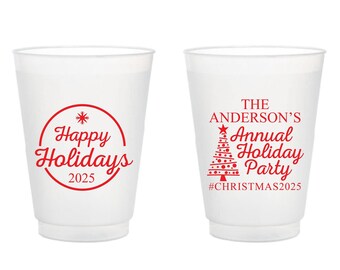 Party Frosted Cups Christmas Favor, Holiday Frosted Cups Favors, Christmas Party Plastic Cup Favor, Personalized Christmas Frosted Cup (281)