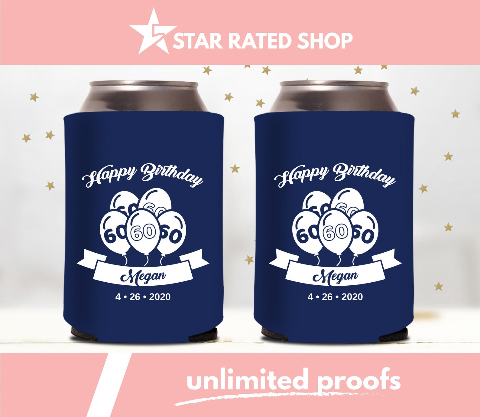 Custom Birthday Can Coolers Personalized Birthday Party Etsy