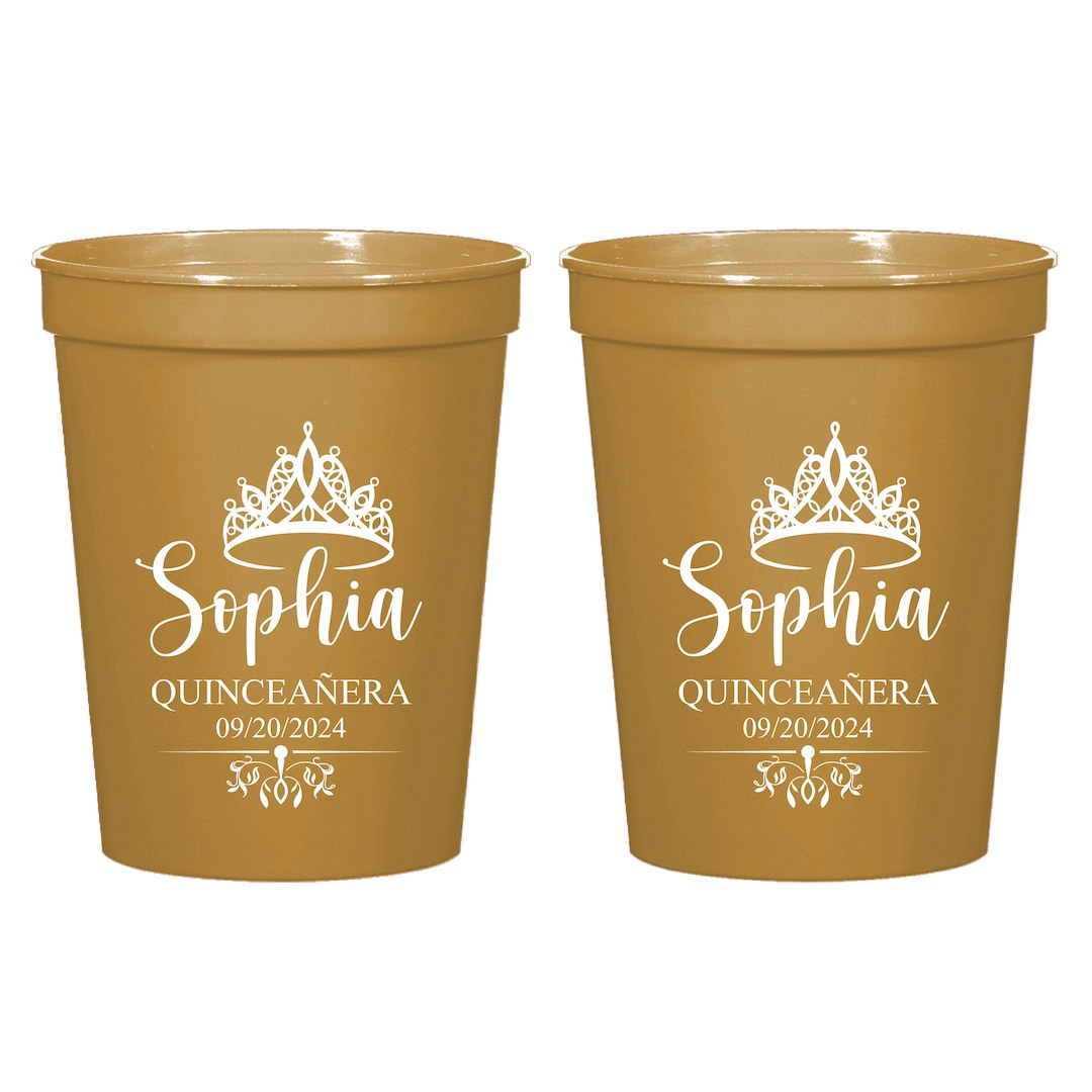 Custom Quinceañera Stadium Cup Favors, Quinceañera Party Plastic Cups