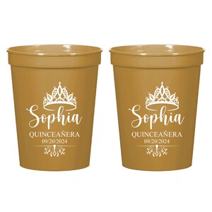 Custom Quinceañera Stadium Cup Favors, Quinceañera Party Plastic Cups, Personalized Quinceañera Stadium Cups, Quinceañera Stadium Cups (273)
