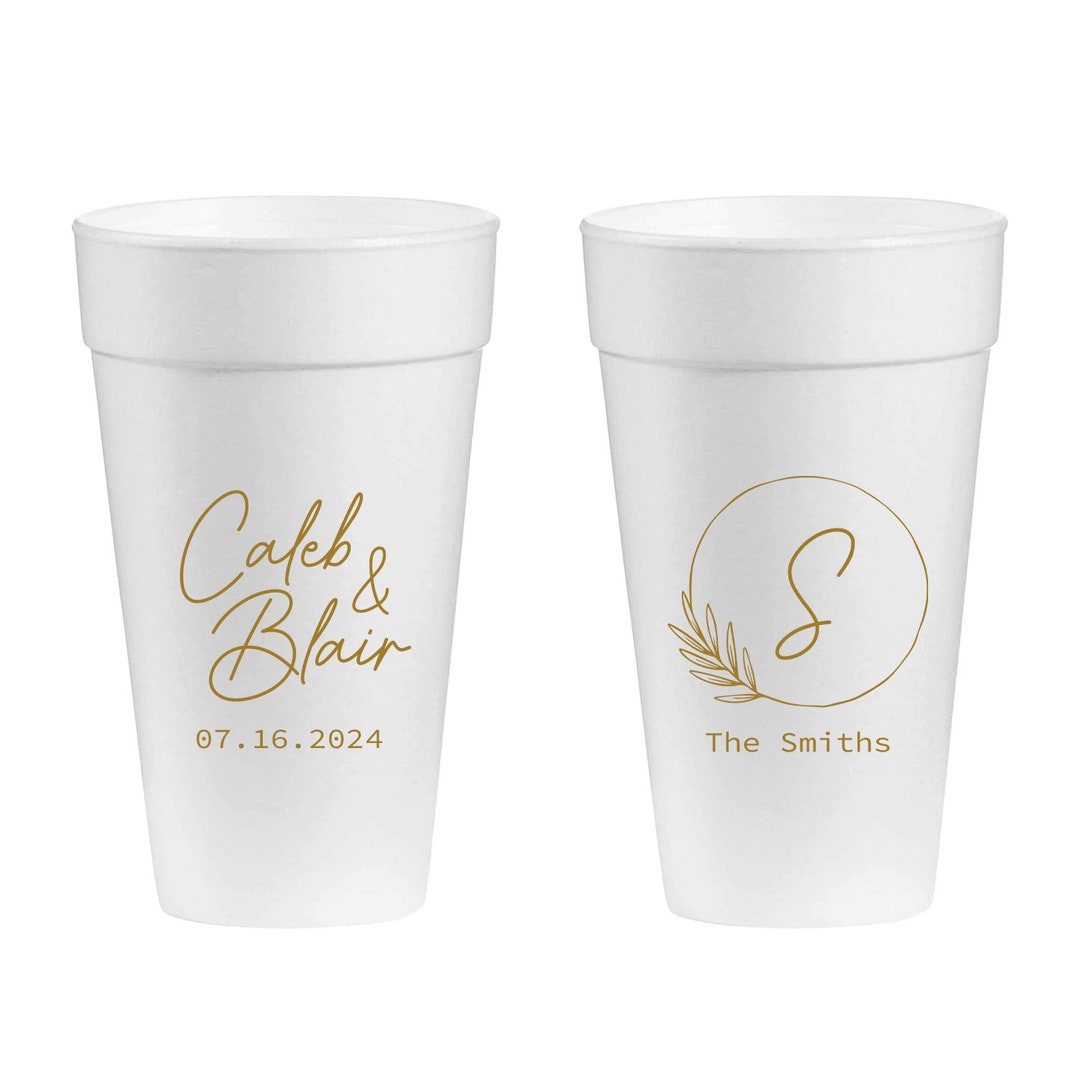 Wedding 20oz Foam Cups, Custom Foam Cups Wedding Favors, Personalized