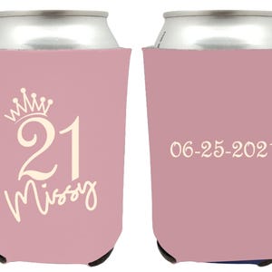 21st Birthday Can Coolers, Personalized Can Coolers for 21st Birthday, 21st Birthday Custom Can Coolers, Can Coolers Birthday Favors (59)