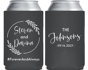 Beverages Can Coolers, Custom Wedding Can Cooler, Personalized Wedding Cocktail Can Coolers, Customized Wedding Can Coolers as Favors (257)