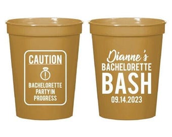 Bachelorette Party Stadium Cups Favors, Bachelorette Party In Progress Stadium Cup Favors, Custom Bachelorette Party Plastic Cup Favor (199)