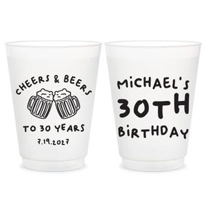 Cheers and Beers to Many Years Frosted Cups, Customized Birthday Frosted Cups, Custom Birthday Frosted Cup, Birthday Plastic Cup Favor (335)