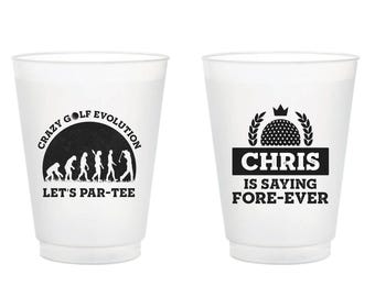 Golf Bachelor Party Frosted Cups, Golf Evolution Bachelor Party Plastic Cups, Custom Bachelor Party Saying Fore-Ever Frosted Cup Favor (153)